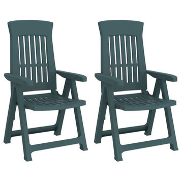 vidaXL Reclining Chair 2 Pcs Outdoor Reclining Chair Patio Furniture Green PP