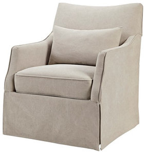 Martha Stewart Farm House Skirted Swivel Chair With Beige Finish MT103-0008