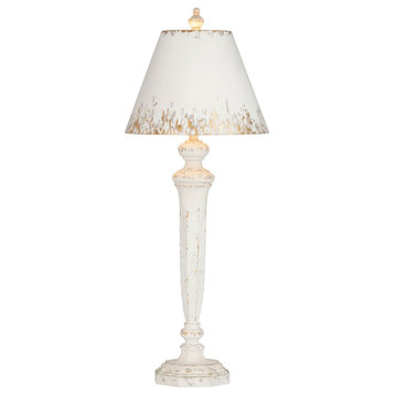 Normandy 41" Buffet Lamp With Tapered Drum Shade, White