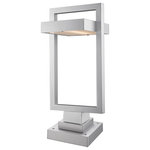 Z-Lite - Z-Lite 566PHBS-SQPM-SL-LED Luttrel 1 Light Outdoor Pier Mount in Silver - A stylish exterior space calls for simple elegance, and this one-light outdoor pier mounted fixture is just the solution. Designed with clean lines and geometric shapes, its sleek silver aluminum frame and frosted glass shade bring a lustrous quality that gets noticed.