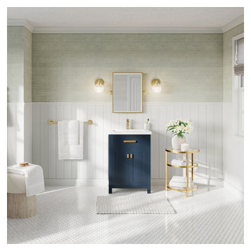 The Savoy Bathroom Vanity, Monarch Blue, 24", Single, With Mirror, Freestanding
