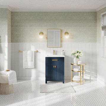 The Savoy Bathroom Vanity, Single Sink, 24", Monarch Blue, Freestanding