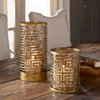 Open Gold Greek Key Fretwork Candle Holders 2-Piece Set, Copper Bronze Hurricane