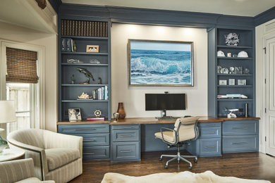 Example of a beach style home office design in Dallas