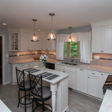 Transitional Chantilly Kitchen Remodel with Glacier Gray accent tile back splash