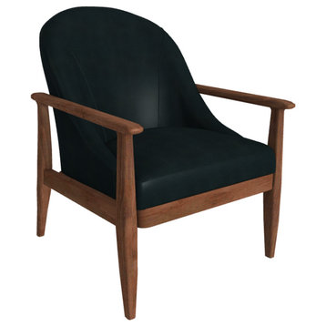 Elena Leather Lounge Chair, Finish Shown: Pumpernickel, Leather Shown: Midnight