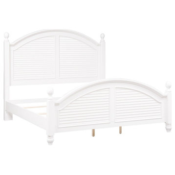 Summer House I White King Poster Bed - Dresser & Mirror - Night Stand