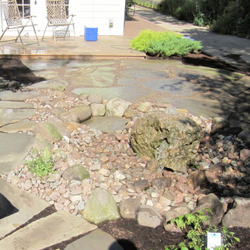 Flagstone patio/walkway with water feature