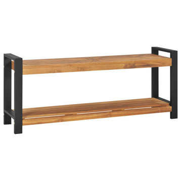 vidaXL Solid Teak Wood Bench 47.2" Garden Dining Room Kitchen Entryway Bench