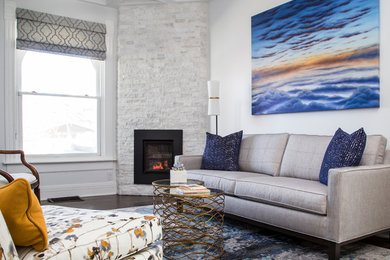Living room - modern living room idea in Denver