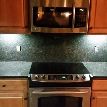 Steel Grey Granite Countertop. Full Backsplash
