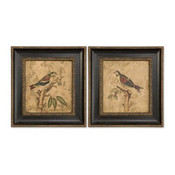 www.essentialsinside.com:colorful birds on branch, wall art - Artwork