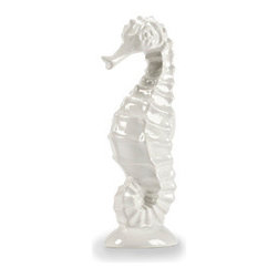 Small White Ceramic Seahorse Figurine - Decorative Objects And Figurines