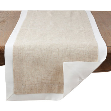 Moldura Collection Double Layer Linen Blend 18"x72" Table Runner, Natural