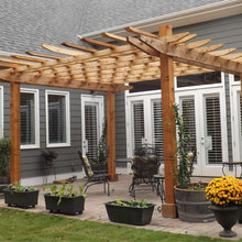 Backyard fireplace area