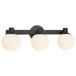 Artcraft Lighting - Tilbury AC7093BK Wall Light, Black - The Tilbury collection of LED illuminated vanities features a semi gloss black frame with circular opal white glassware. This unit is energy efficient. 3 light model shown.