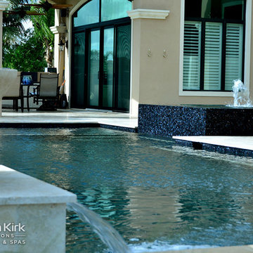 Classic Straight Line Pool with Elevated Spa, Laminar Deck Jets in Parkland, Fl.
