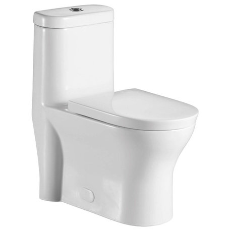 Fine Fixtures Dual-Flush Elongated One-Piece Toilet With High Efficiency Flush