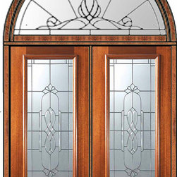 Prehung Transom Double Door 80 Mahogany Kensington Full Lite Glass - Front Doors