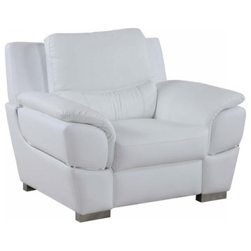 Palmiotto Contemporary Premium Genuine Leather Match Chair, White