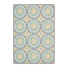 Waverly Sun N' Shade Medallions Jade 5'3" x 7'5" Indoor Outdoor Area Rug