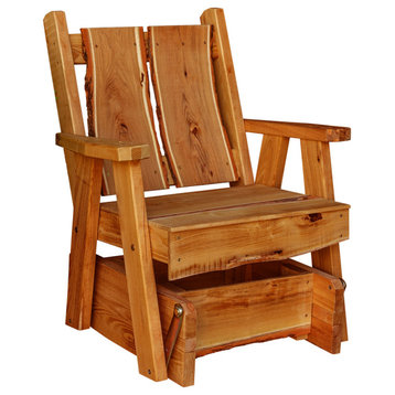 Live Edge Locust Timberland Glider Chair, Cedar Stain