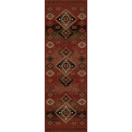 American Destination Phoenix Lodge Area Rug, Red, 2'3"x7'7"