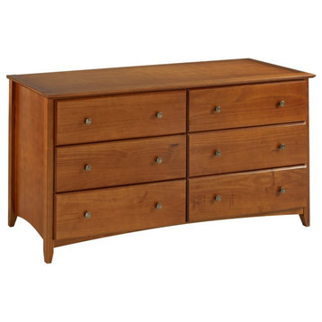 Camaflexi Shaker Style Solid Wood 6-Drawer Bedroom Dresser in Cherry