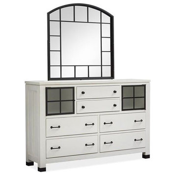 Magnussen Harper Springs Door Dresser with Mirror in Silo White