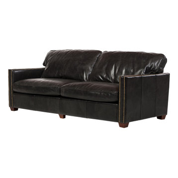 Rifkin 83" Leather Sofa, Black
