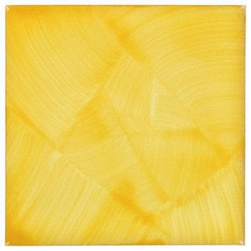 Tierra y Fuego Handmade Ceramic Tile, 4.25x4.25" Washed Gold Yellow, Box of 45