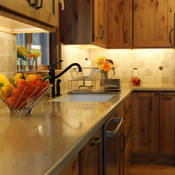 Kitchen LED Lighting Knotty Pine Cabinets