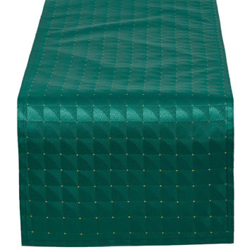 Holiday Metallic Plaid Pattern Collection 16"x72" Table Runner, Green