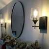 Clear Glass Bathroom Wall Sconces Lighting, Set of 2, Black