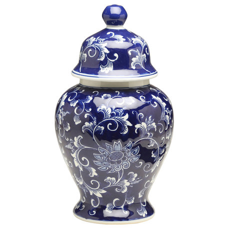 14" Blue & White Ginger Jar