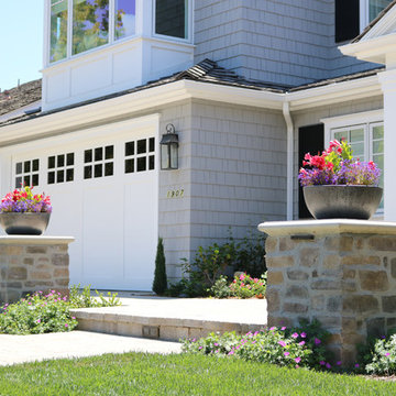 Stone Veneer Columns with Paver Walkway, Entry and Step.