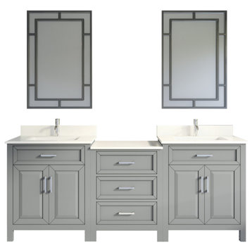 Terrence 84" Vanity with Power Bar and Drawer Organizer, Oxford Gray