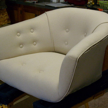 2-barrel back chairs- redesigned from original upholstery to a custom look.