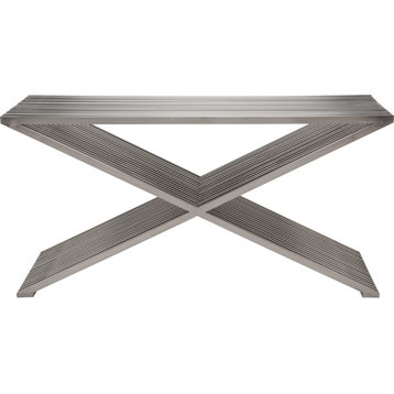 Amici Prague Burshed Stainless Steel Console Table