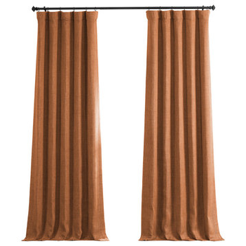 Faux Linen Darkening Curtain Single Panel, Desert Orange, 50"x84"