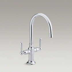 KOHLER Polished Stainless Hirise Single-hole Bar Sink Faucet With Lever Handles - Kitchen Faucets