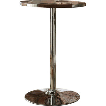Bistro Dining Table, Chrome Pedestal Base & Round Faux Leather Upholstered Top