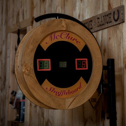 Large Round Pine Score Unit with Remote - Game Table Accessories