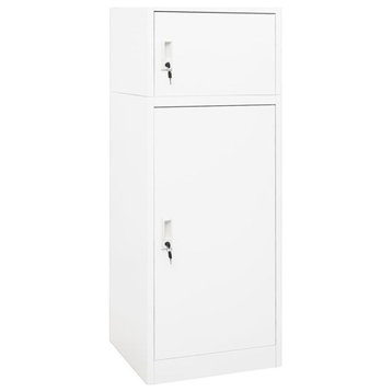 vidaXL Saddle Cabinet Black 20.9"x20.9"x55.1" Steel Tack Locker Furniture, White