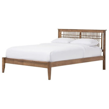 Hawthorne Collections Farmhouse Wood King Platform Bed in Walnut