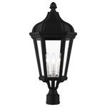 Livex Lighting - Morgan 3 Light Textured Black/Silver Cluster Large Outdoor Post Top Lantern - With clear glass and a textured black finish, this outdoor post lantern from the Morgan collection is an elegant way to illuminate traditional exteriors.