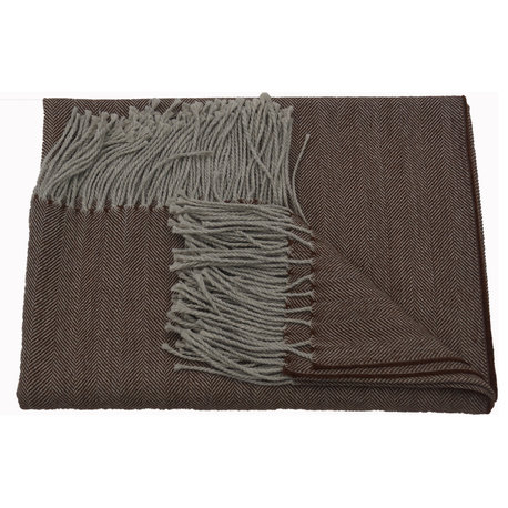 100% Baby Alpaca San Diego Herringbone Throw/Afghan, Dark Sand