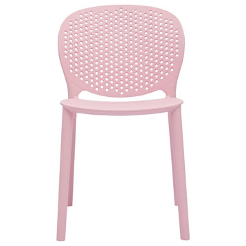 Midcentury Polypropylene Kids Side Chair, Set of 4, Pink