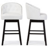 Avril Faux Leather Tufted Swivel Barstools With Nail Heads Trim, White, Set of 2