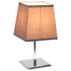 Simple Designs Mini Chrome Table Lamp With Squared Empire Fabric Shade